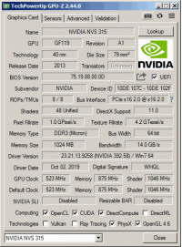 NVIDIA NVS 315 GPUZ